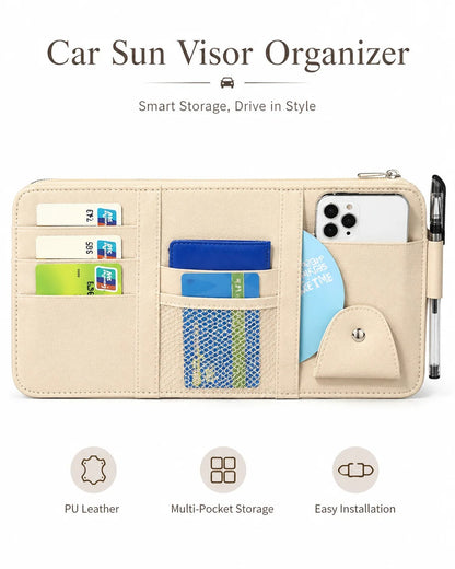 Multi-Pocket Car Visor Organizer